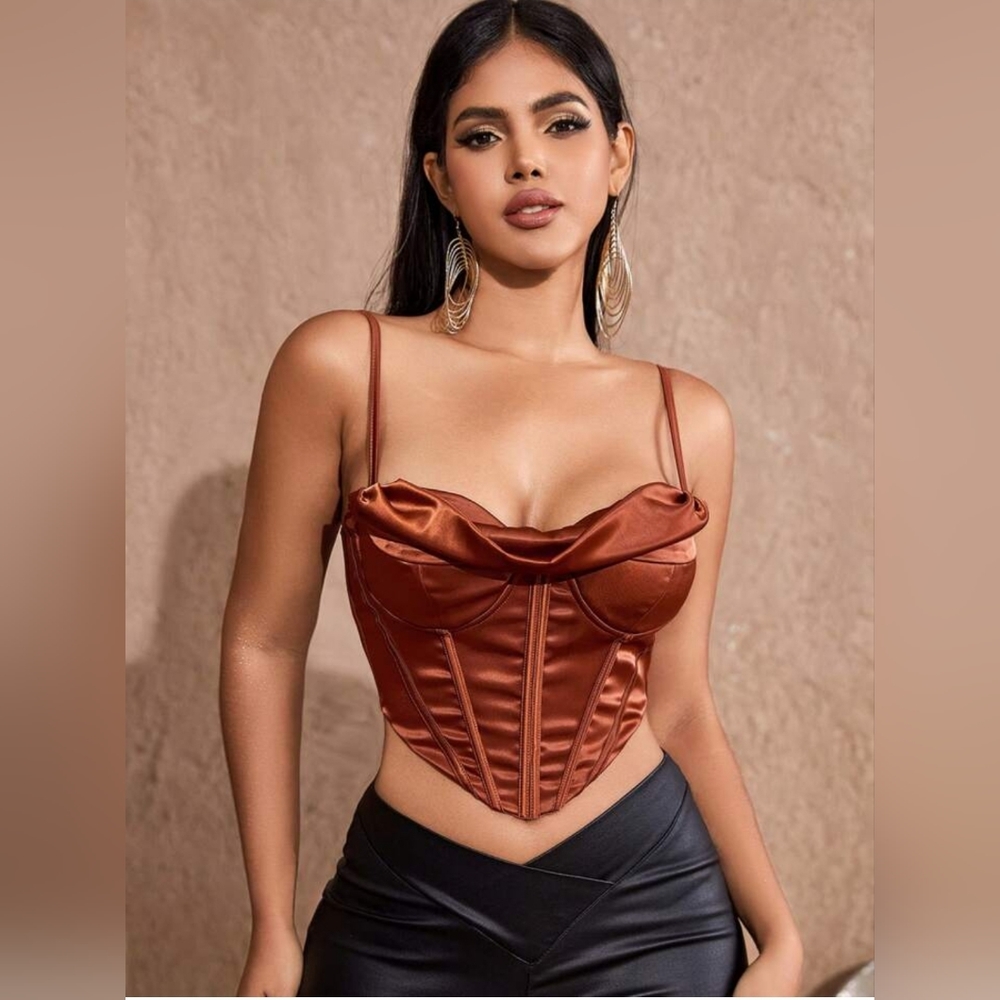 Asymmetrical Satin Corset Top